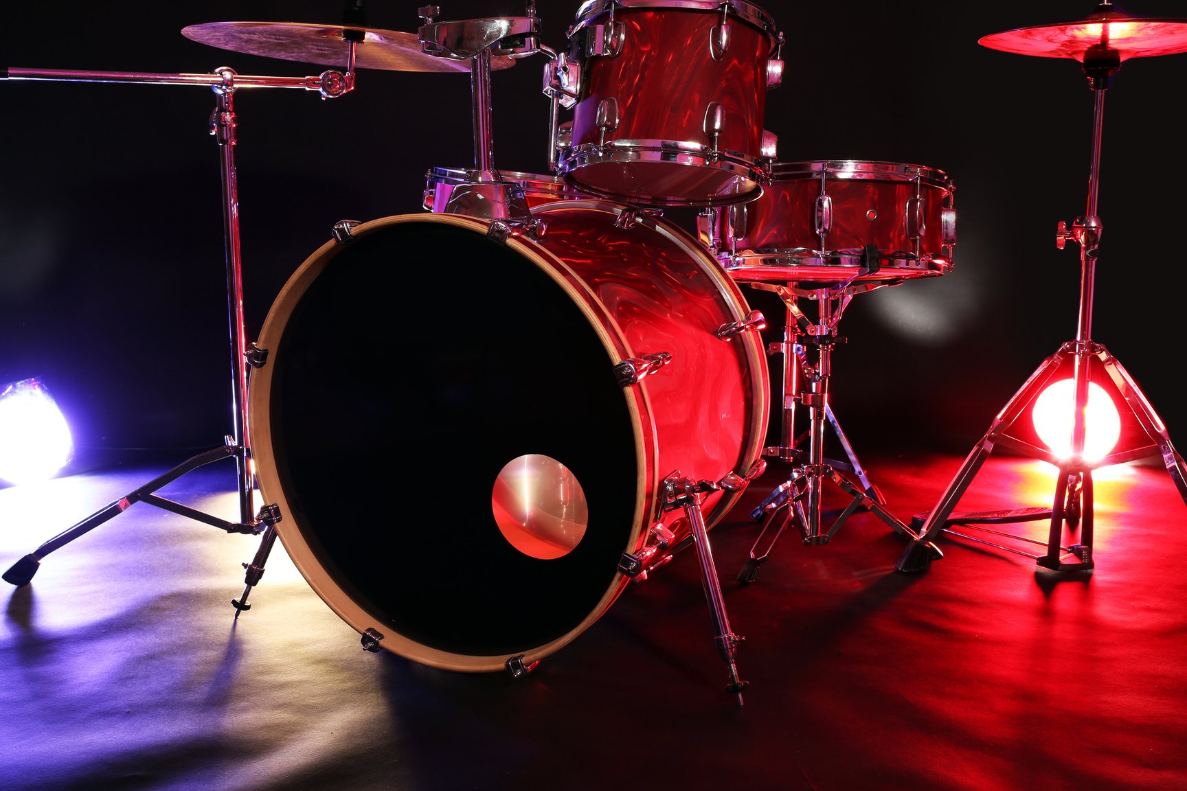 Drum Set on a Stage Up Close